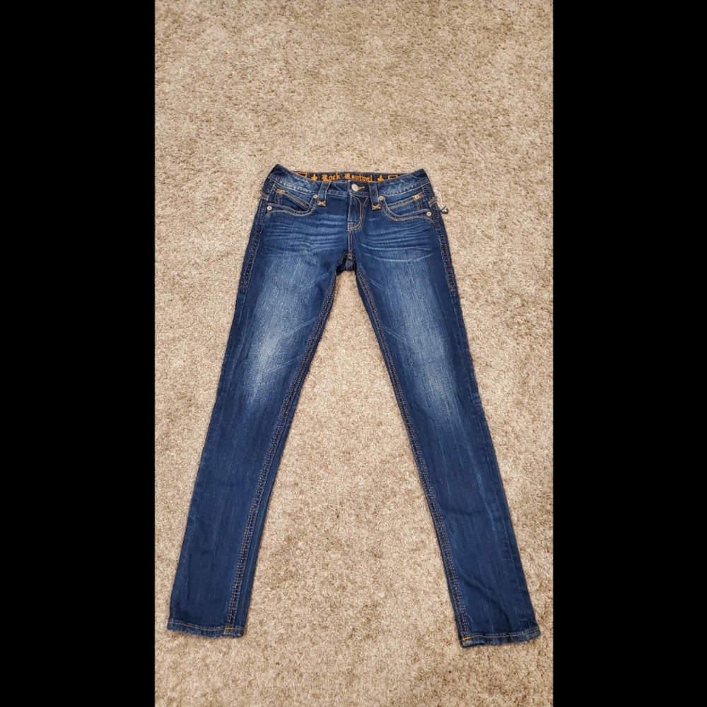 Women's Rock Revival Jeans Size 27 Skinny Stephan Flap Pockets Medium-Dark Wash